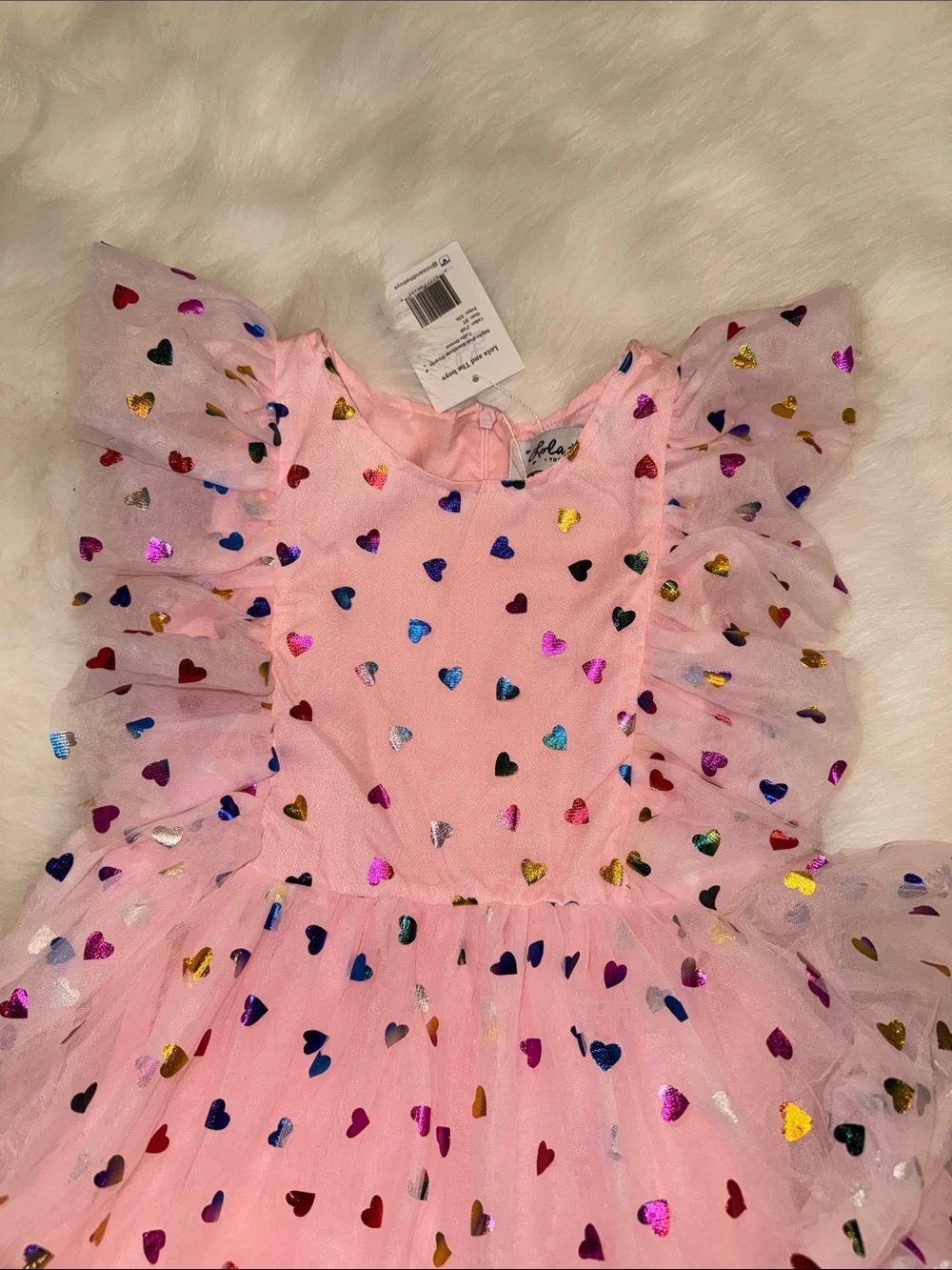 NWT! Lola + The Boys Pink Heart Confetti Dress. Size 8